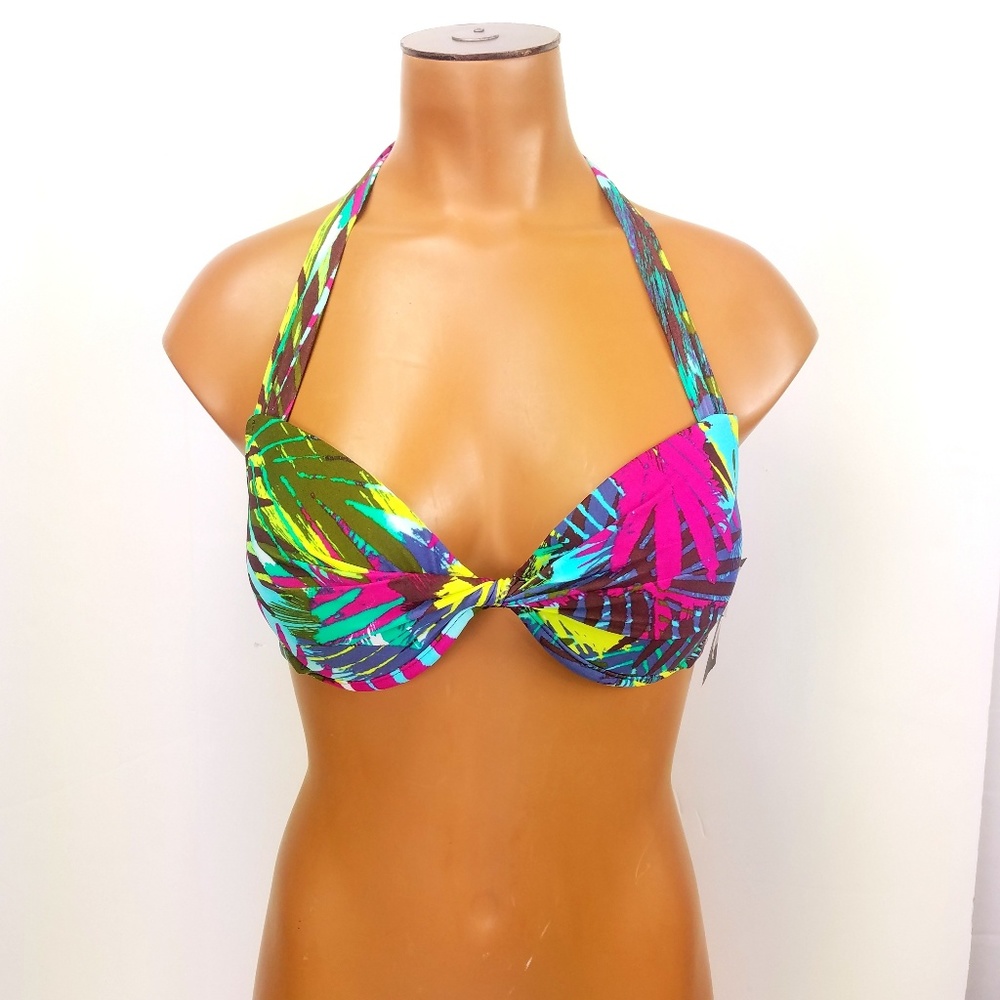 Mossimo Swimsuit Push Up Bikini Halter Floral Top